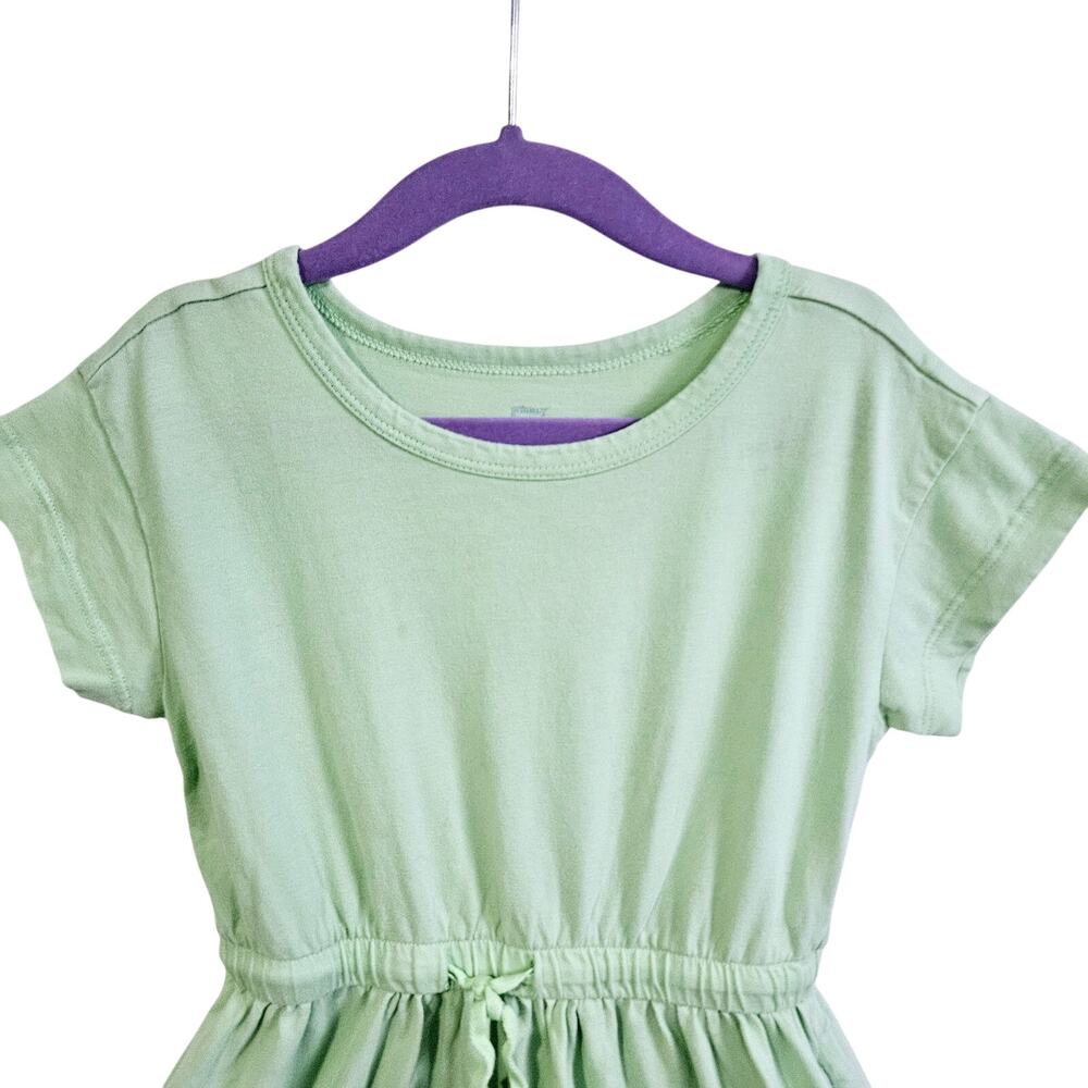 Primary Girls 4-5 Short Sleeve Cinch Waist Dress Light Pastel Green 100% Cotton - Picture 2 of 6